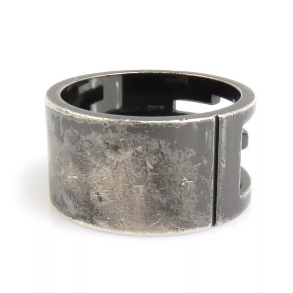 Auth GUCCI G Logo Ring Gunmetal Silver 925 authentic - Picture 8 of 9